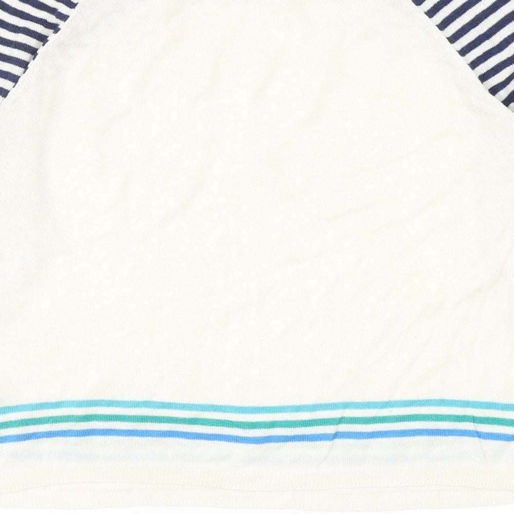 Khost Womens Ivory Round Neck Striped Cotton Pullover Jumper Size 14