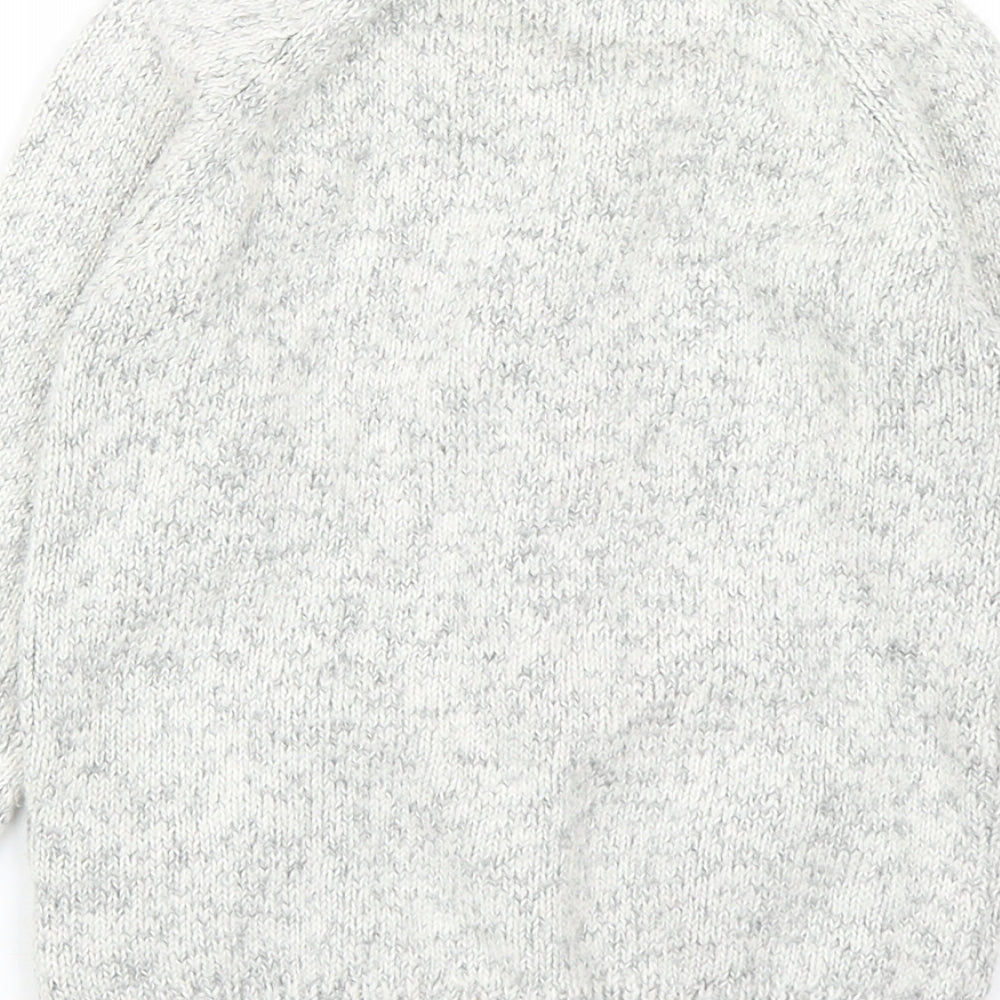 TU Girls Grey Round Neck Cotton Cardigan Jumper Size 3-4 Years Button - Dog Detail