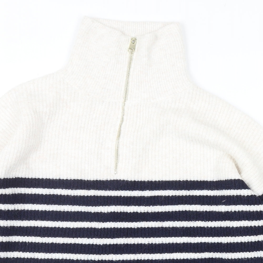 F&F Womens Multicoloured High Neck Striped Acrylic Pullover Jumper Size L