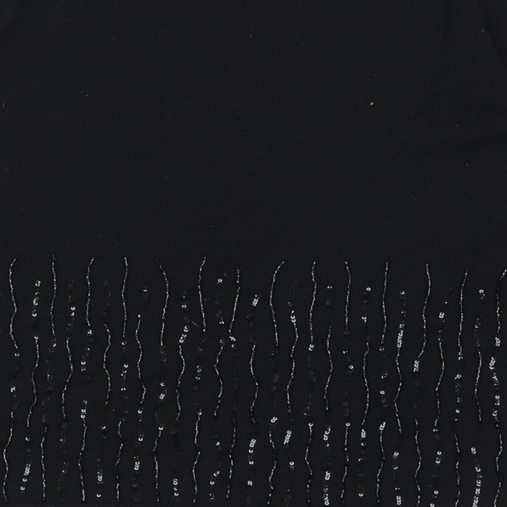 Talbots Womens Black Round Neck Silk Pullover Jumper Size M