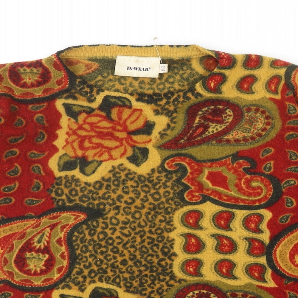 In Wear Womens Multicoloured Round Neck Geometric Wool Pullover Jumper Size M