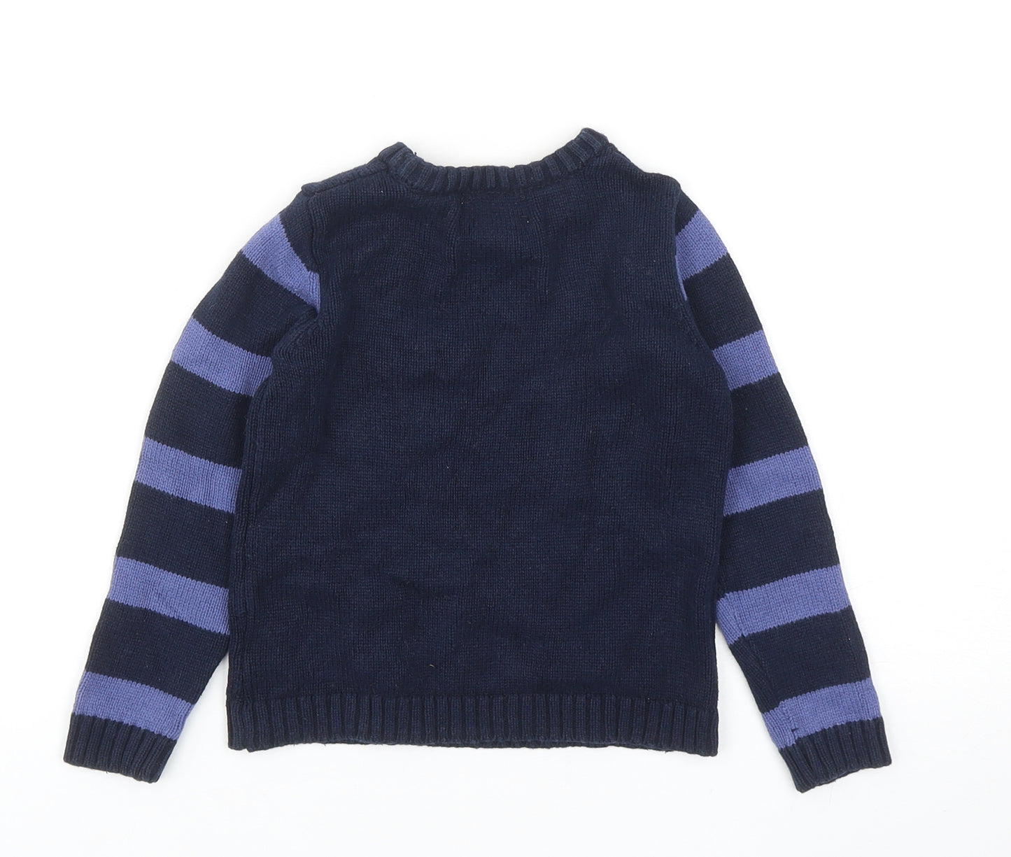 Ministry of Rascals Boys Blue Round Neck Striped Cotton Pullover Jumper Size 2-3 Years Pullover - Tool Pattern