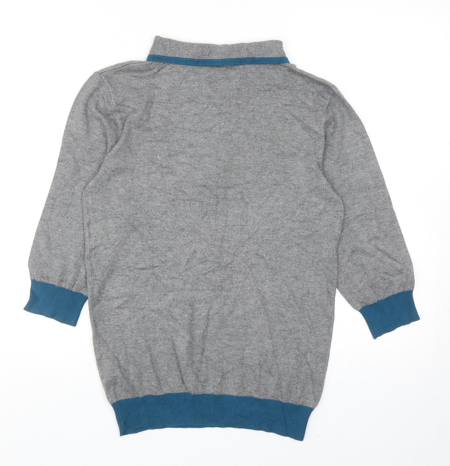 Klass Collection Womens Grey Round Neck Viscose Pullover Jumper Size S - Peter Pan collar