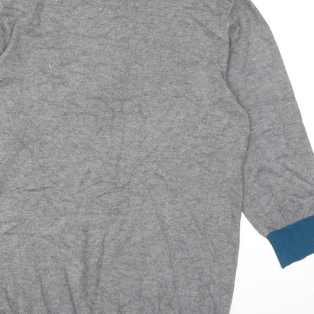 Klass Collection Womens Grey Round Neck Viscose Pullover Jumper Size S - Peter Pan collar