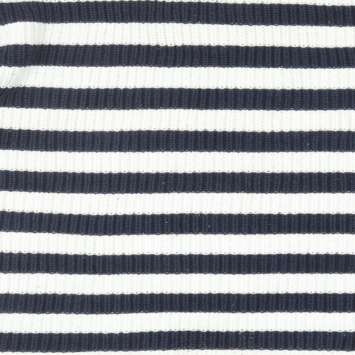 Monki Womens Blue Round Neck Striped Cotton Pullover Jumper Size L