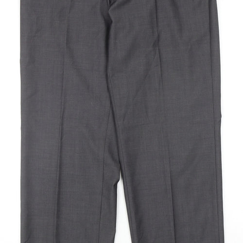 Marks and Spencer Mens Grey Polyester Dress Pants Trousers Size 30 in L31 in Regular Zip