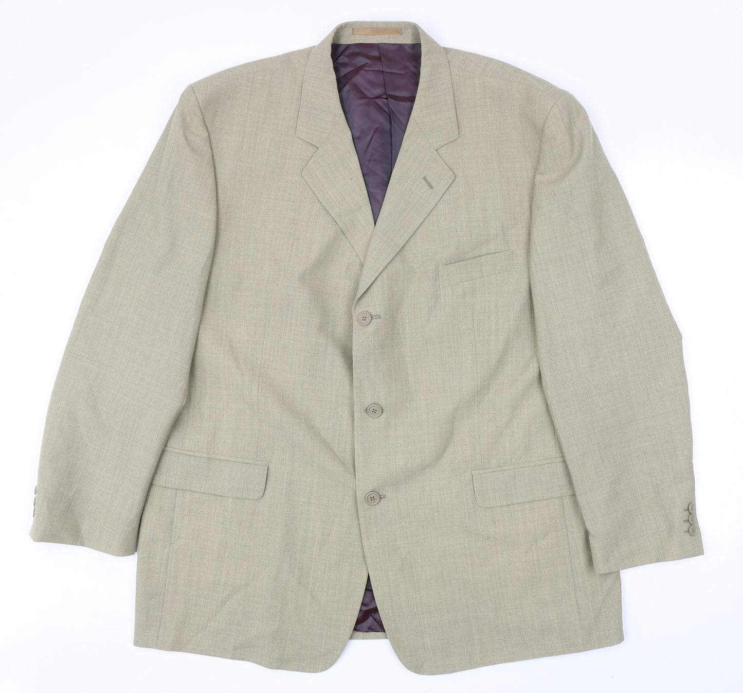 ExecuteX Mens Beige Wool Jacket Suit Jacket Size 48