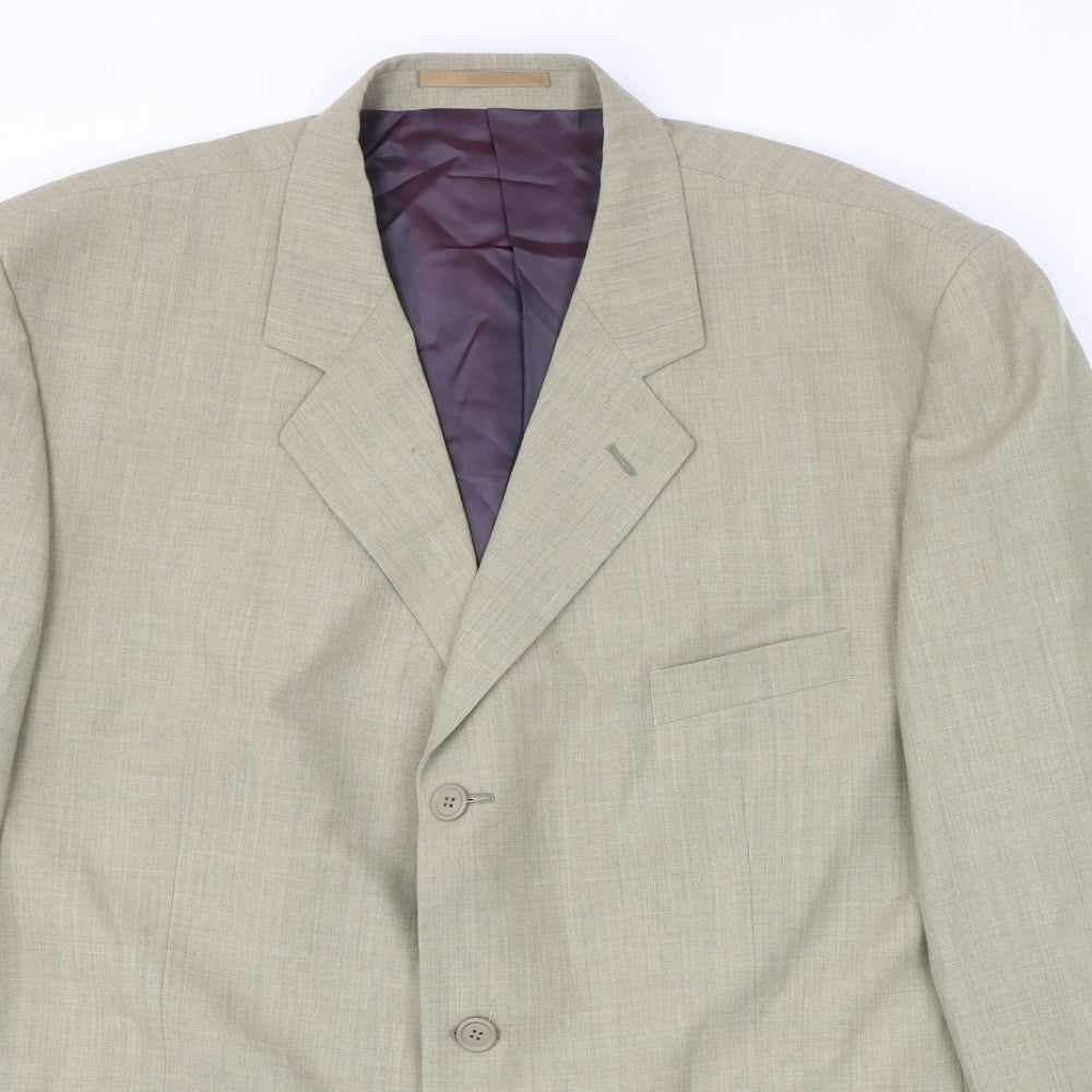 ExecuteX Mens Beige Wool Jacket Suit Jacket Size 48