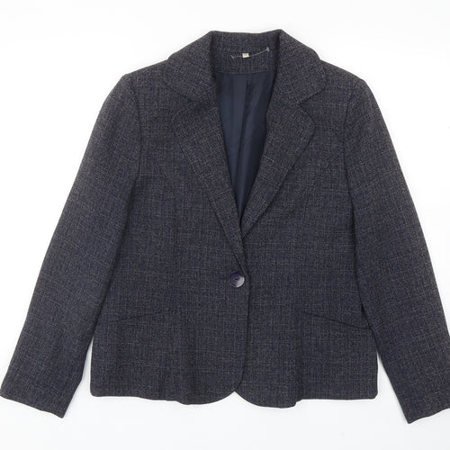 EWM Womens Blue Viscose Jacket Blazer Size 14