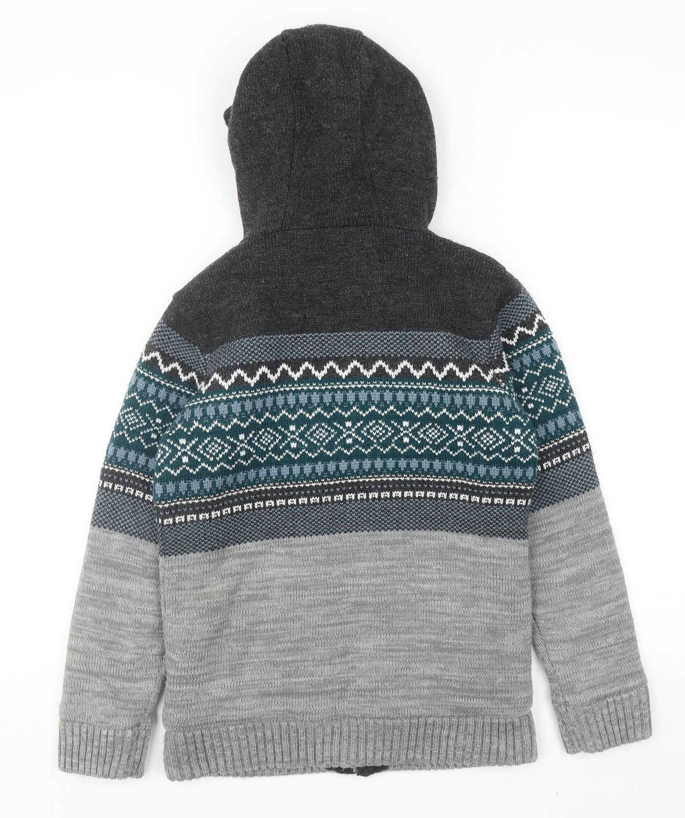 TU Boys Grey Acrylic Full Zip Hoodie Size 10 Years Zip