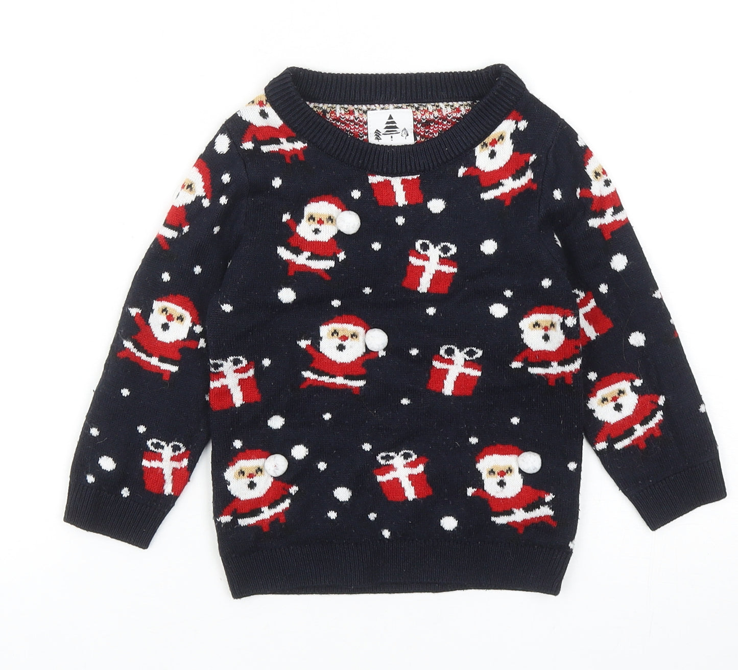George Boys Blue Round Neck Acrylic Pullover Jumper Size 2-3 Years Pullover - Christmas Santa