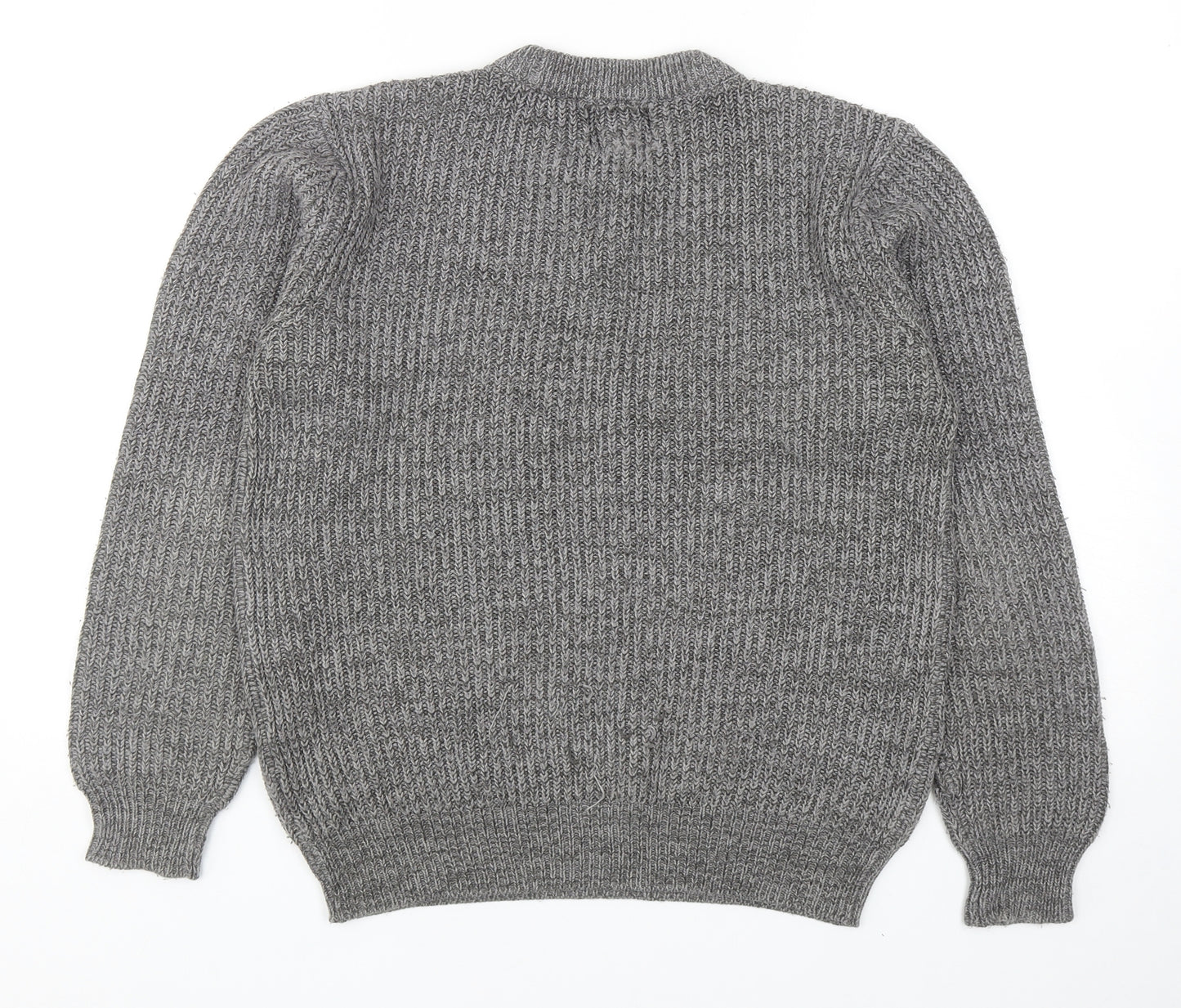 George Mens Grey Round Neck Acrylic Pullover Jumper Size S