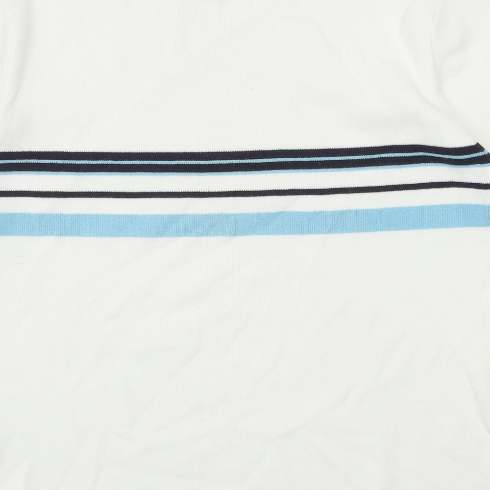 Maine Womens White Cotton Basic T-Shirt Size 12 V-Neck