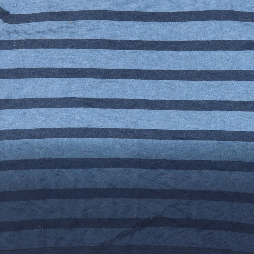 Seasalt Womens Blue Striped Cotton Basic T-Shirt Size 16 Round Neck