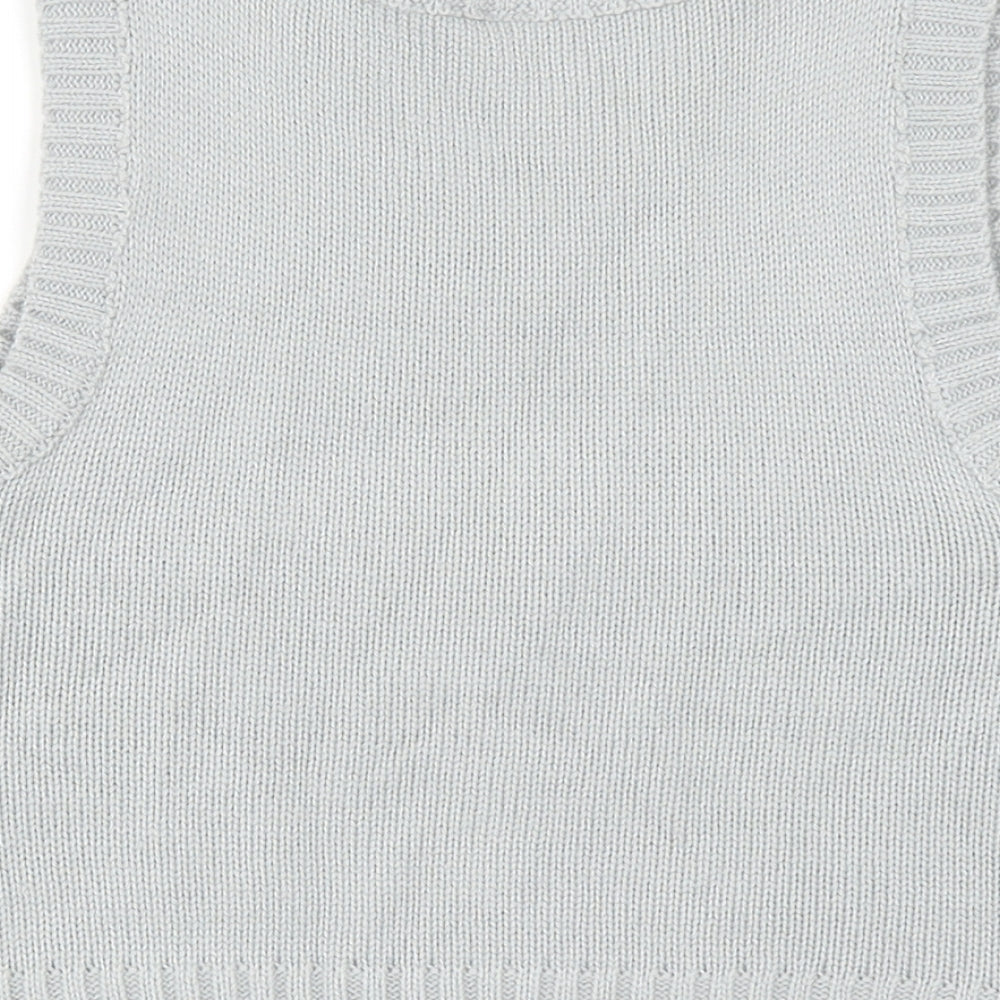 Preworn Boys Grey V-Neck Argyle/Diamond Acrylic Vest Jumper Size S Pullover