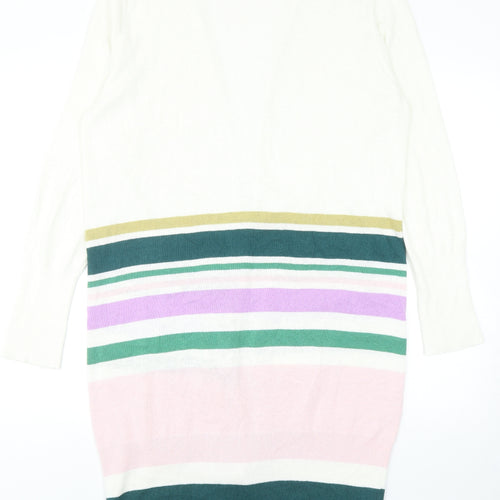 Kaleidoscope Womens Multicoloured V-Neck Striped Cotton Cardigan Jumper Size 16