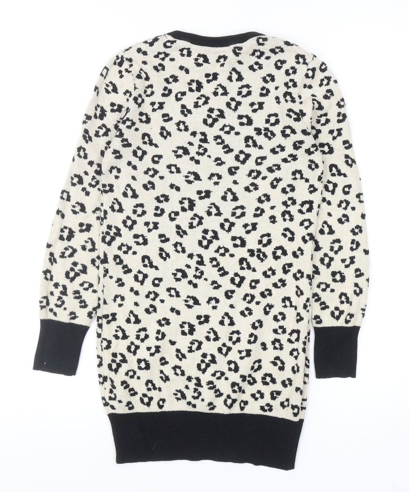 Debenhams Girls Beige Animal Print Cotton Jumper Dress Size 8-9 Years Round Neck Pullover