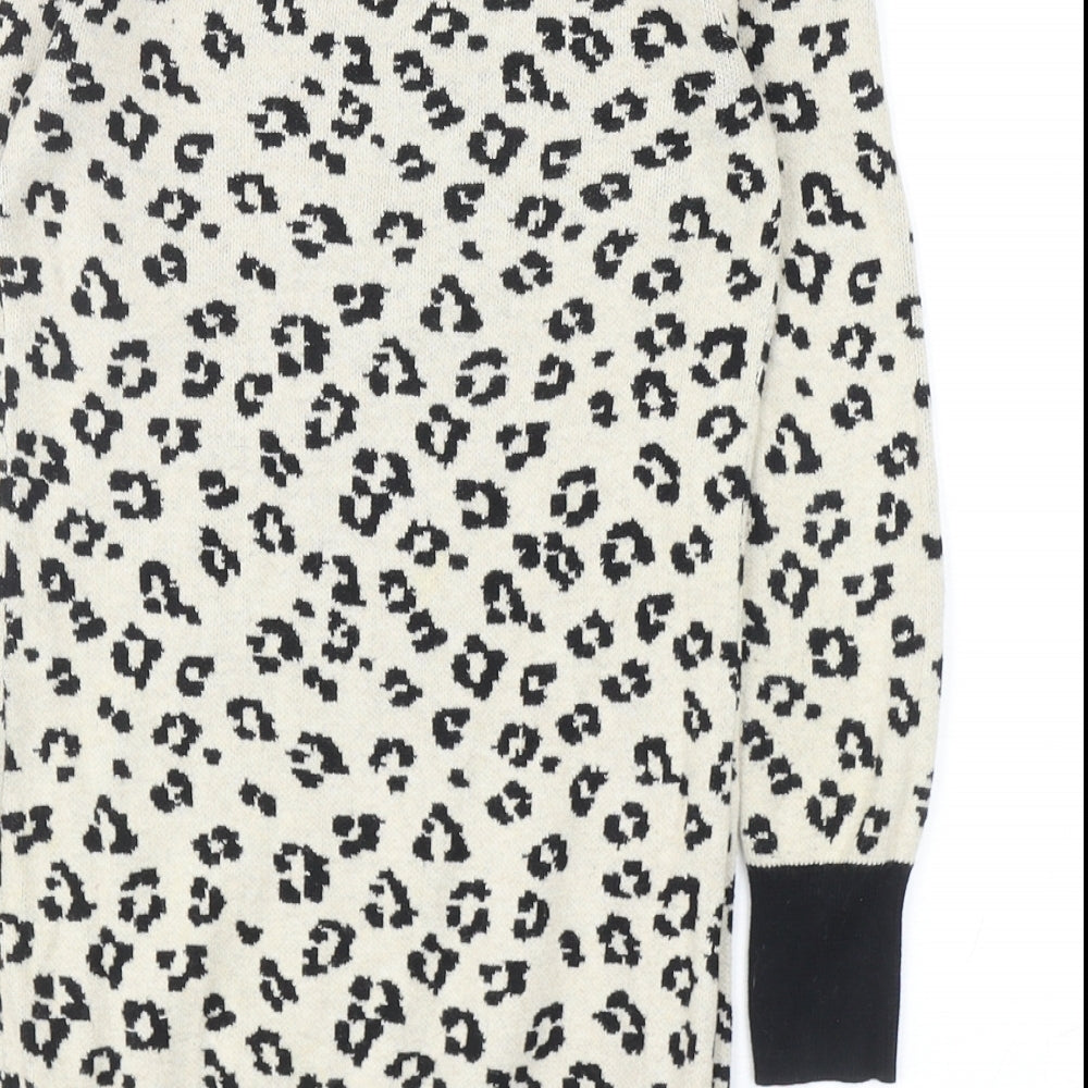 Debenhams Girls Beige Animal Print Cotton Jumper Dress Size 8-9 Years Round Neck Pullover