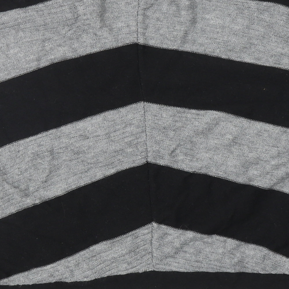 Splendid Womens Black V-Neck Striped Nylon Pullover Jumper Size M