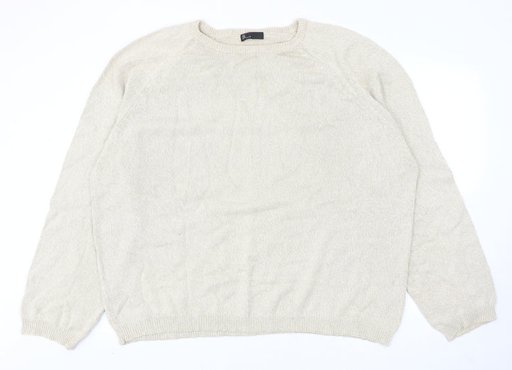BHS Womens Beige Round Neck Cotton Pullover Jumper Size 2XL