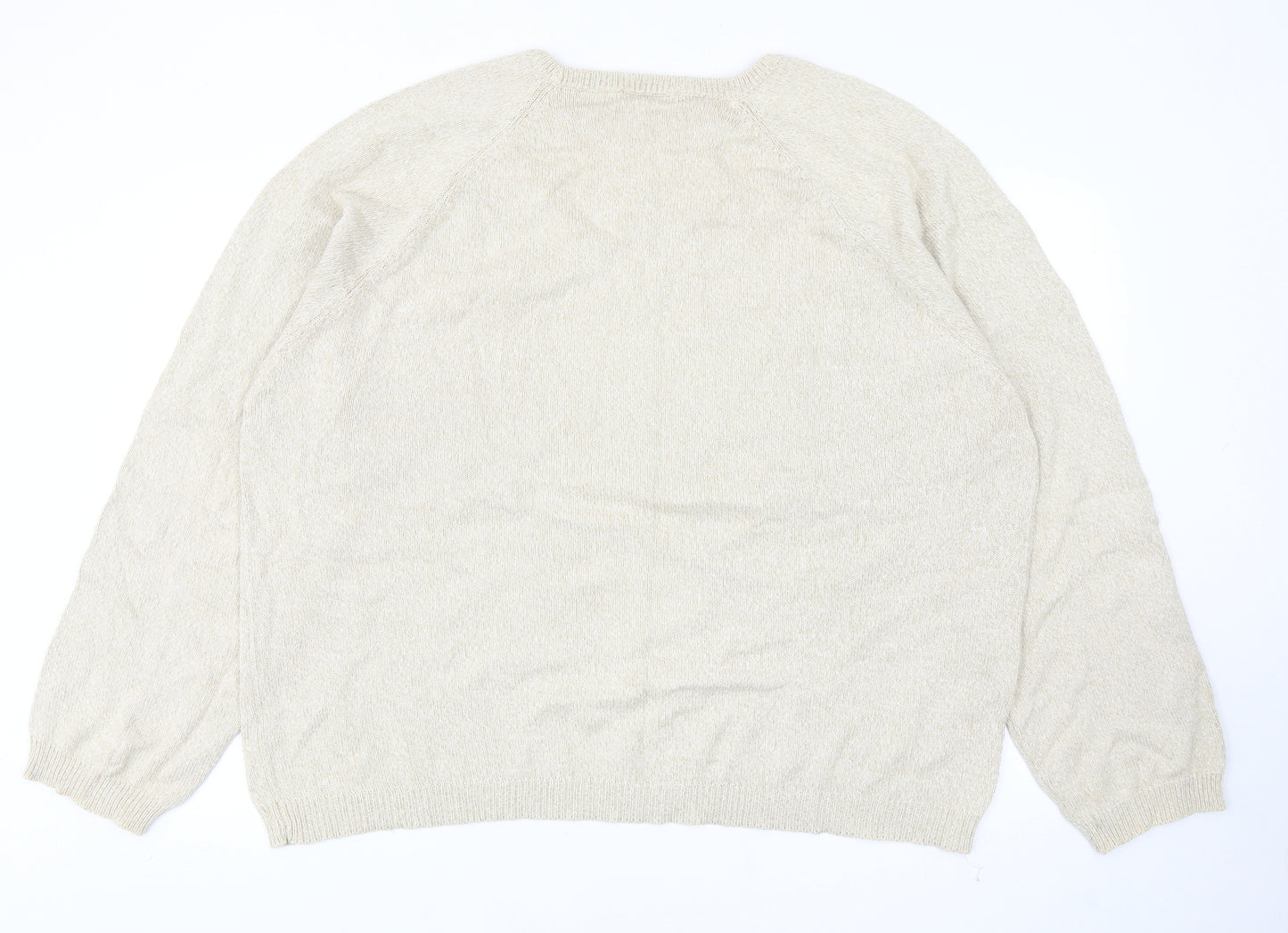 BHS Womens Beige Round Neck Cotton Pullover Jumper Size 2XL