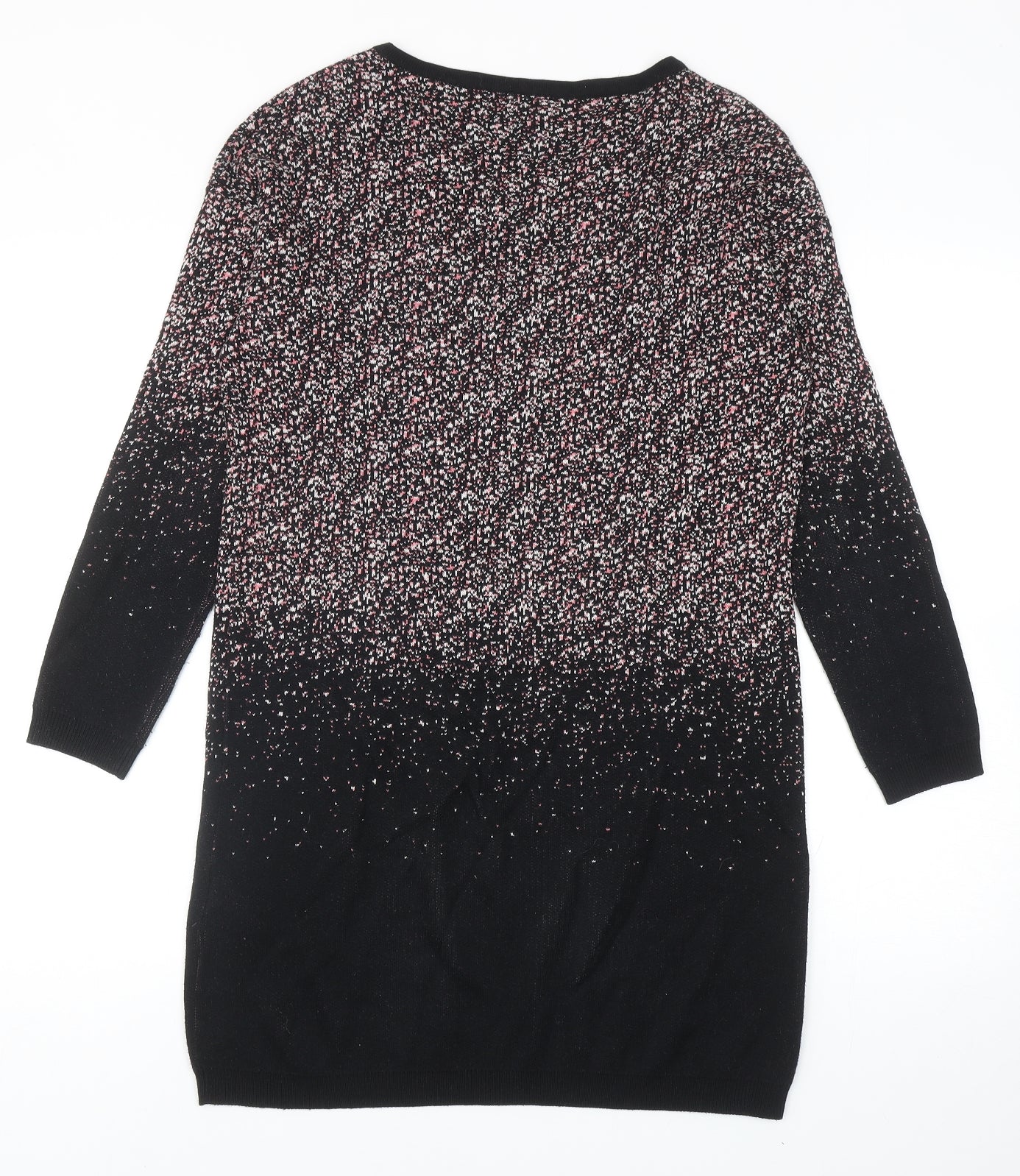 Warehouse Womens Black Geometric Cotton Jumper Dress Size 8 Round Neck Pullover