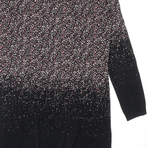 Warehouse Womens Black Geometric Cotton Jumper Dress Size 8 Round Neck Pullover