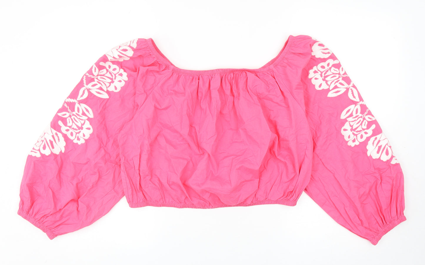 Marks and Spencer Womens Pink Cotton Basic Blouse Size 18 Off the Shoulder
