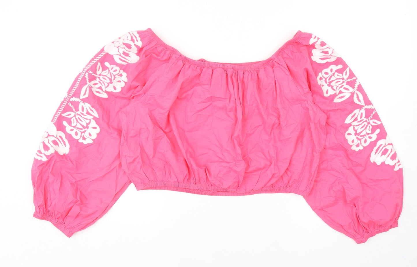 Marks and Spencer Womens Pink Cotton Basic Blouse Size 18 Off the Shoulder