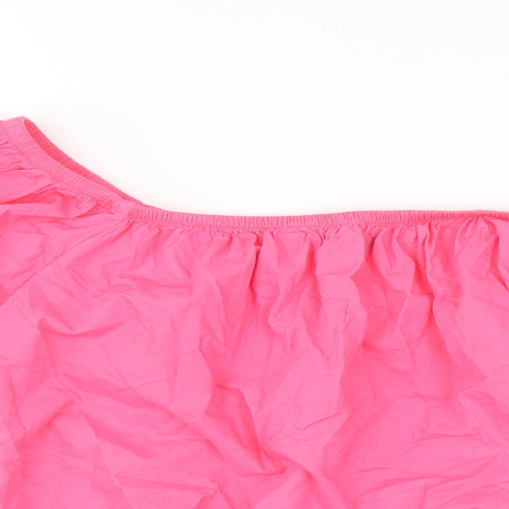 Marks and Spencer Womens Pink Cotton Basic Blouse Size 18 Off the Shoulder