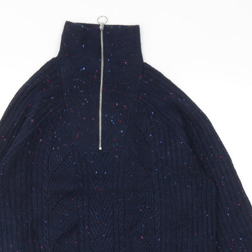 Marks and Spencer Womens Blue High Neck Acrylic Pullover Jumper Size M