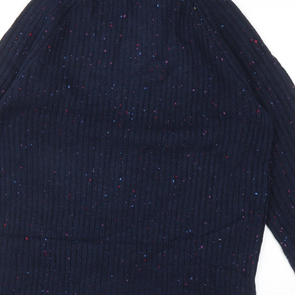 Marks and Spencer Womens Blue High Neck Acrylic Pullover Jumper Size M