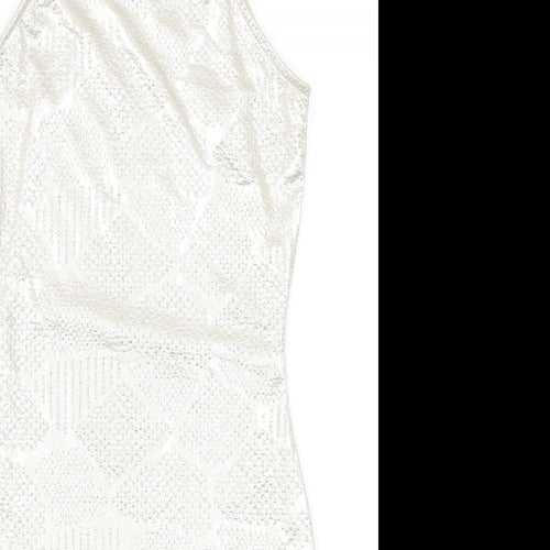 River Island Womens Gold Geometric Polyester Bodycon Size 8 Round Neck Pullover