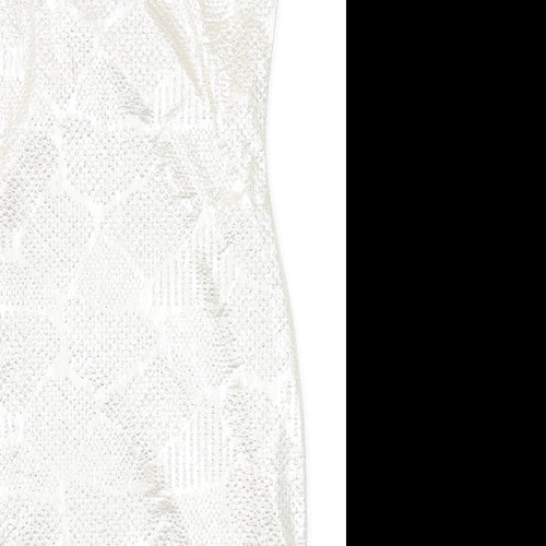 River Island Womens Gold Geometric Polyester Bodycon Size 8 Round Neck Pullover