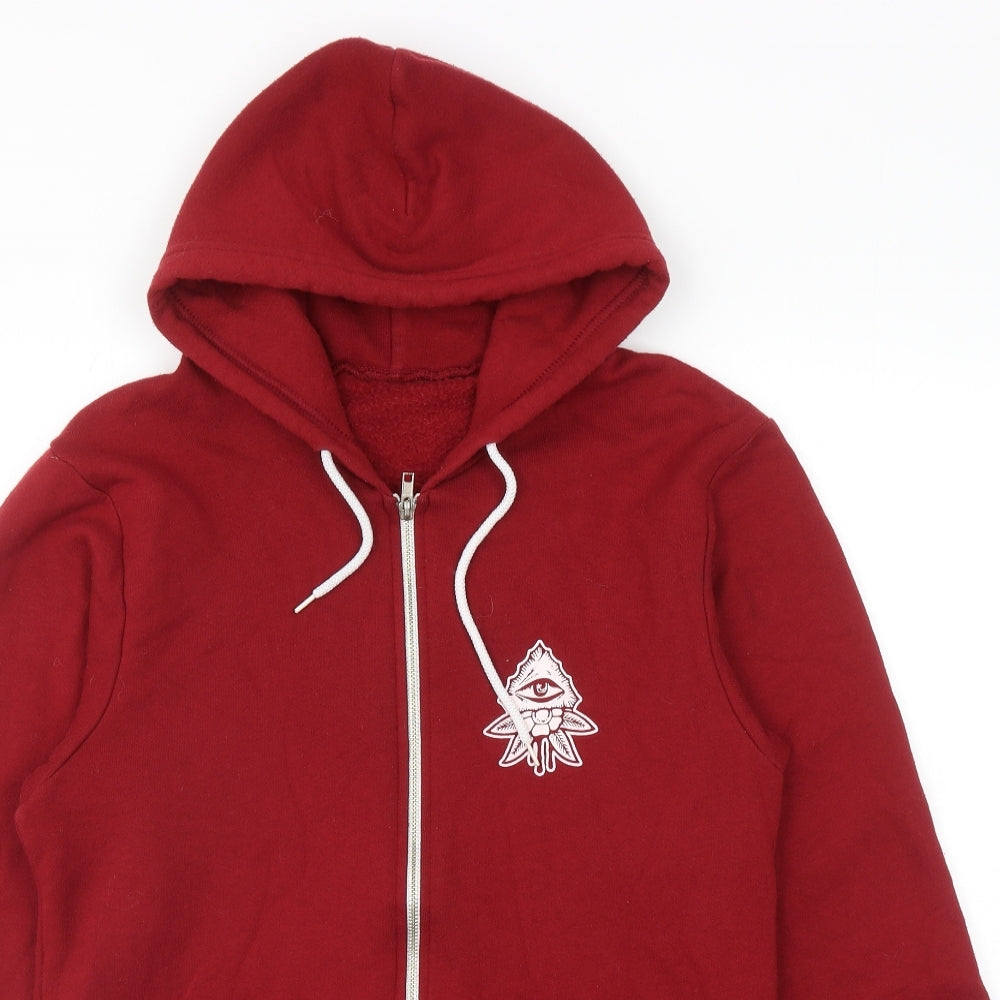 American Apparel Mens Red Cotton Full Zip Hoodie Size M