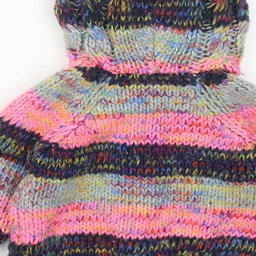 NEXT Girls Multicoloured Striped Acrylic Cardigan Jumper Size 9-12 Months Button