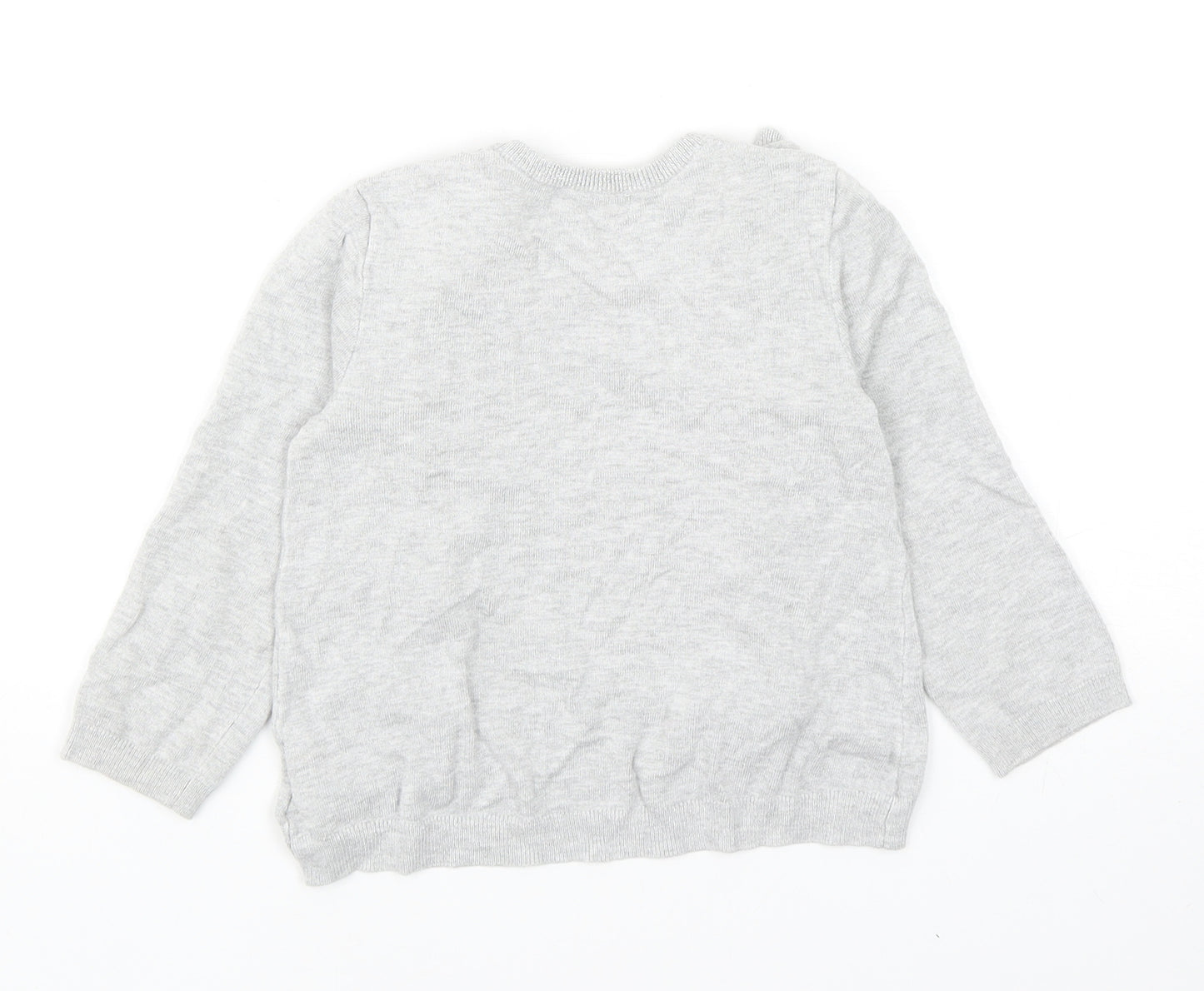 H&M Girls Grey Round Neck Viscose Pullover Jumper Size 3-4 Years Pullover