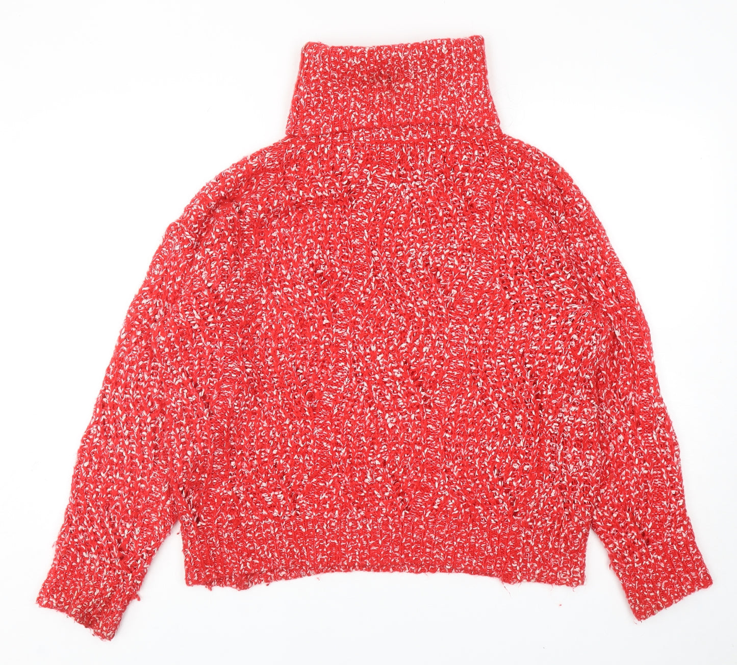 By Clara Womens Red Roll Neck Acrylic Pullover Jumper Size M