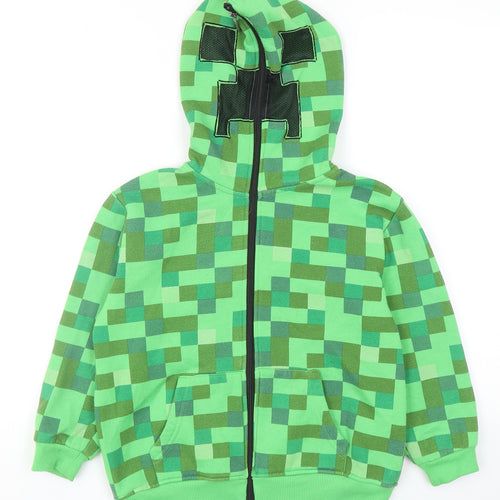 Jinx Boys Green Geometric Cotton Pullover Hoodie Size M Zip