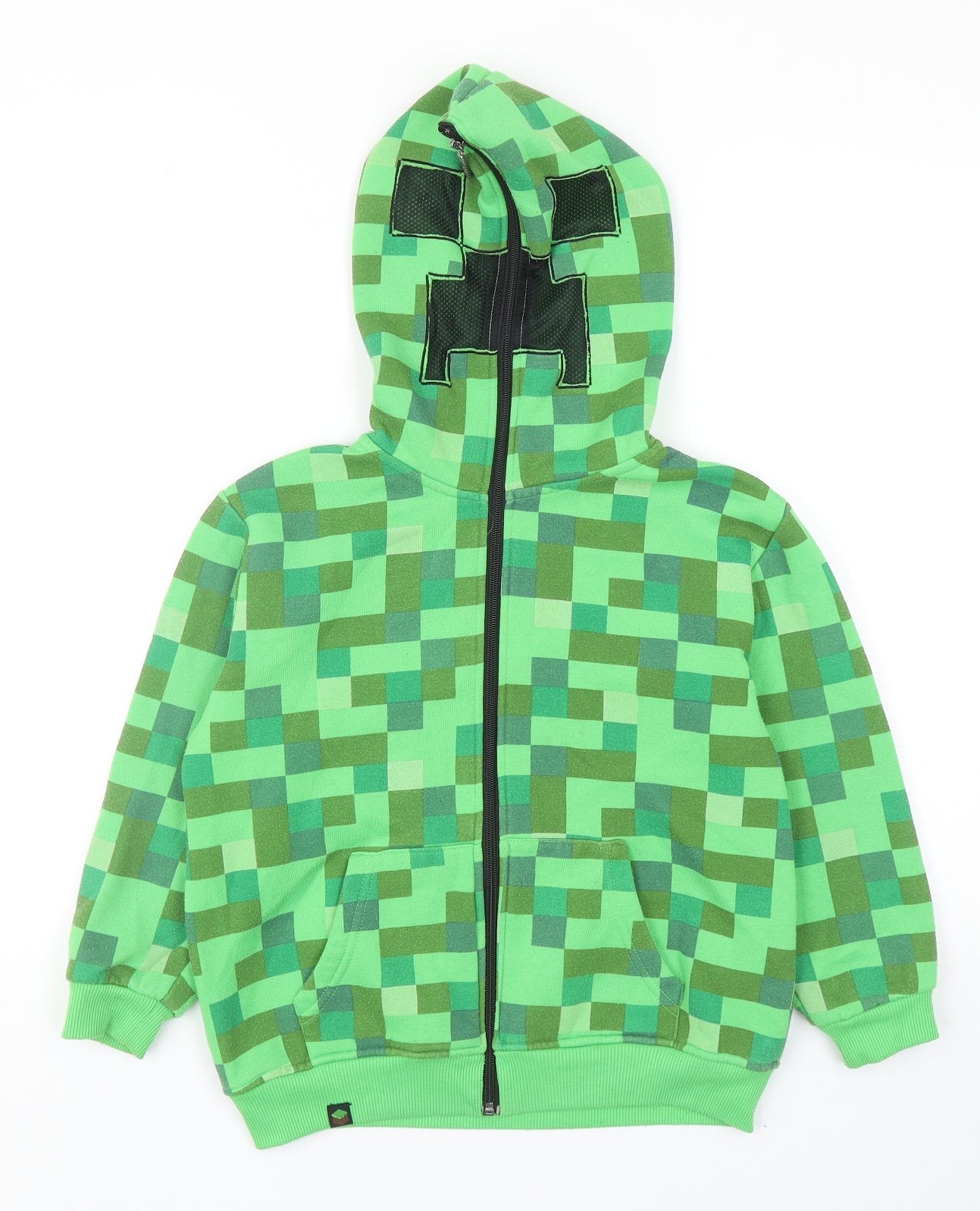 Jinx Boys Green Geometric Cotton Pullover Hoodie Size M Zip