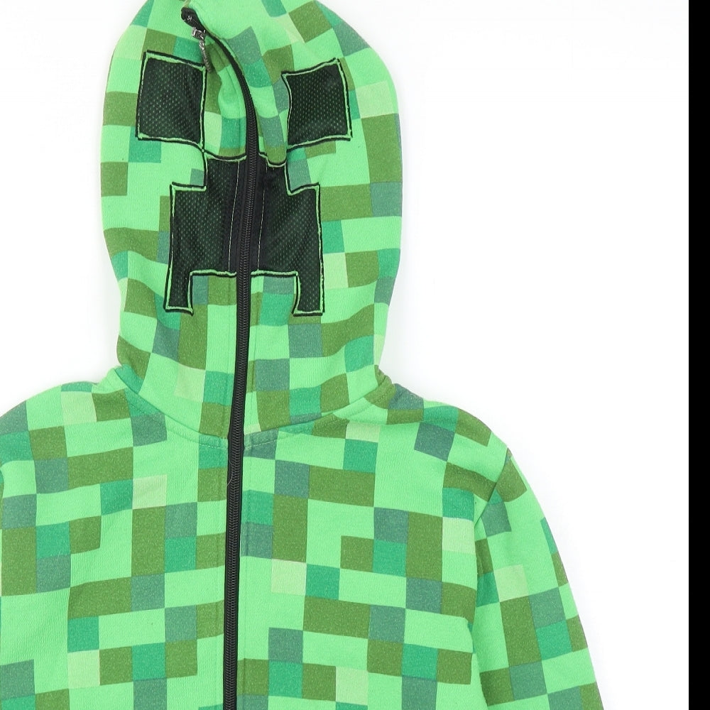 Jinx Boys Green Geometric Cotton Pullover Hoodie Size M Zip