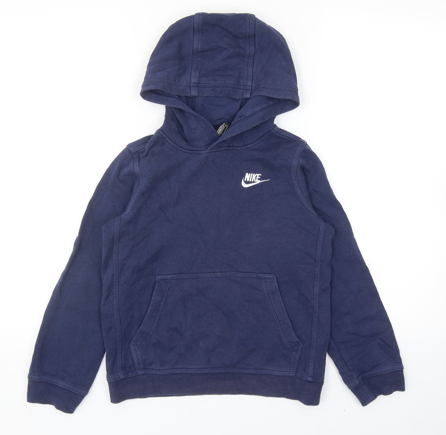 Nike Boys Blue Cotton Pullover Hoodie Size 8-9 Years Pullover