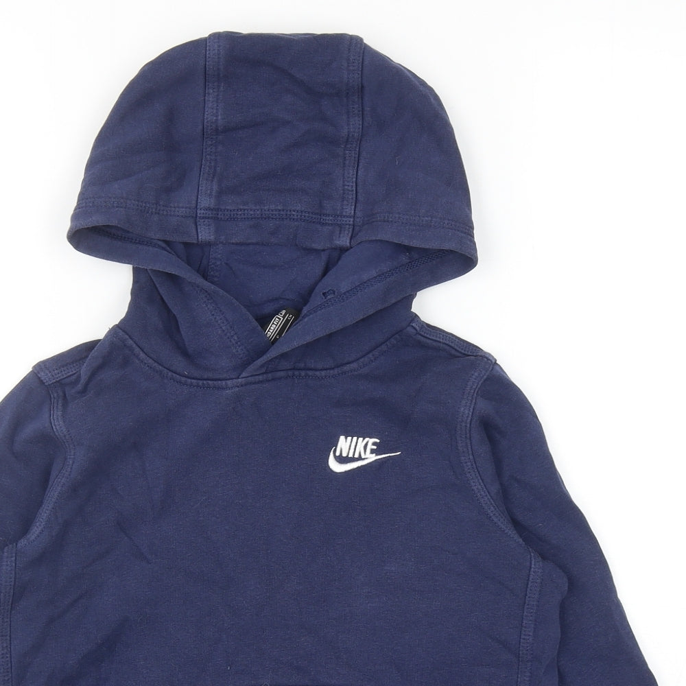 Nike Boys Blue Cotton Pullover Hoodie Size 8-9 Years Pullover