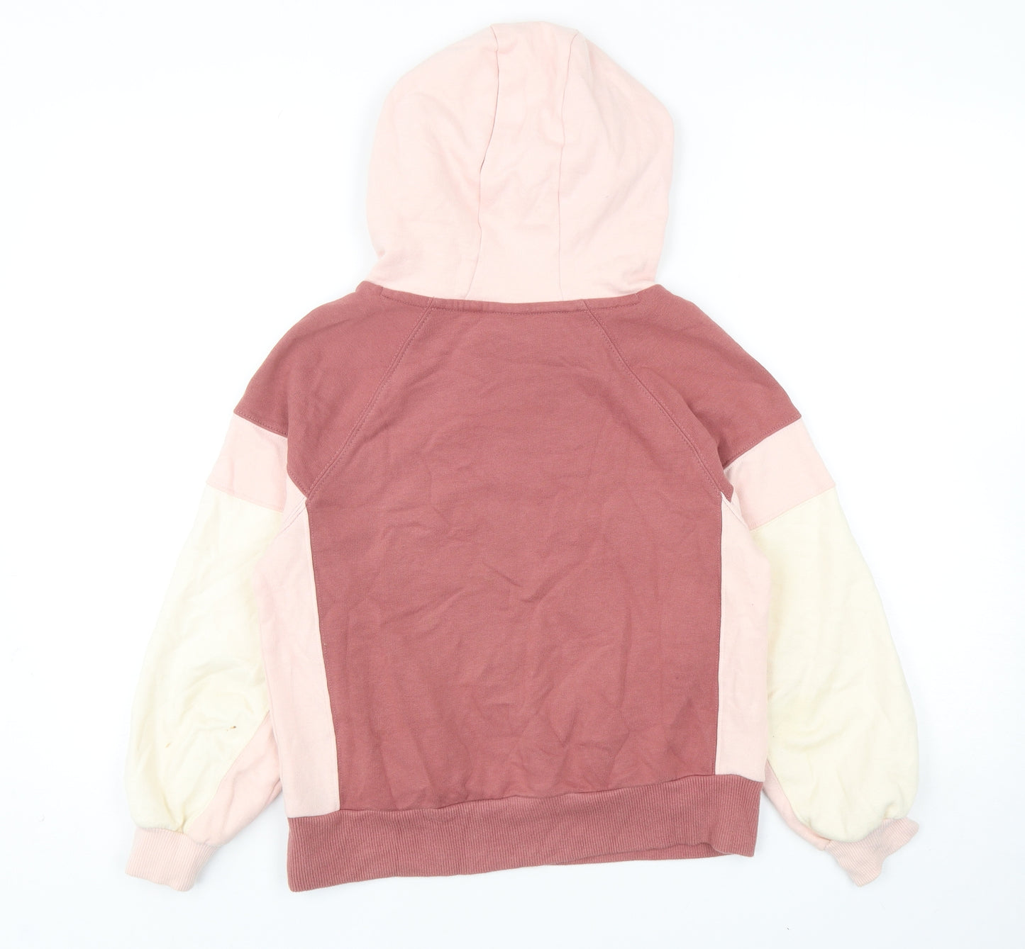 NEXT Girls Pink Colourblock Cotton Pullover Hoodie Size 10 Years Pullover