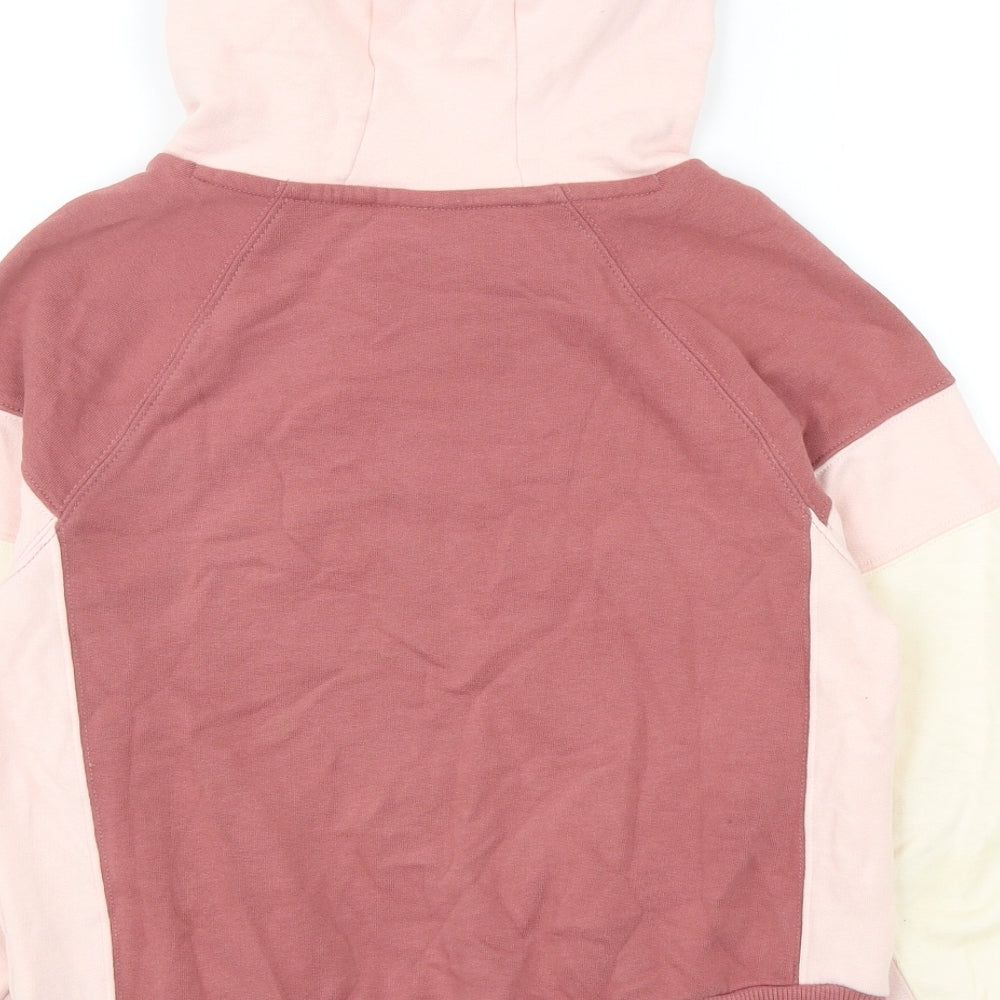 NEXT Girls Pink Colourblock Cotton Pullover Hoodie Size 10 Years Pullover