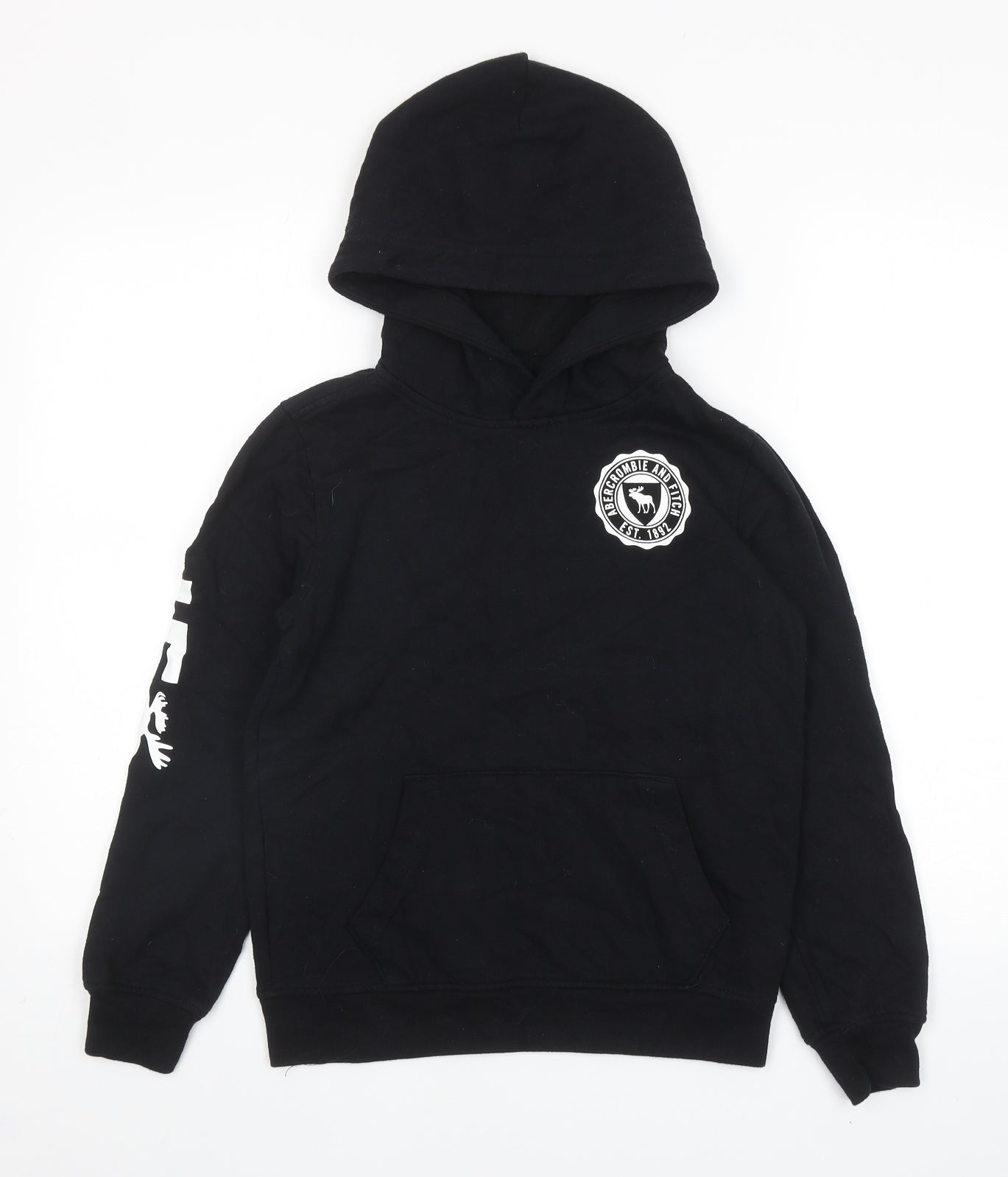 Abercrombie & Fitch Boys Black Cotton Pullover Hoodie Size 9-10 Years Pullover