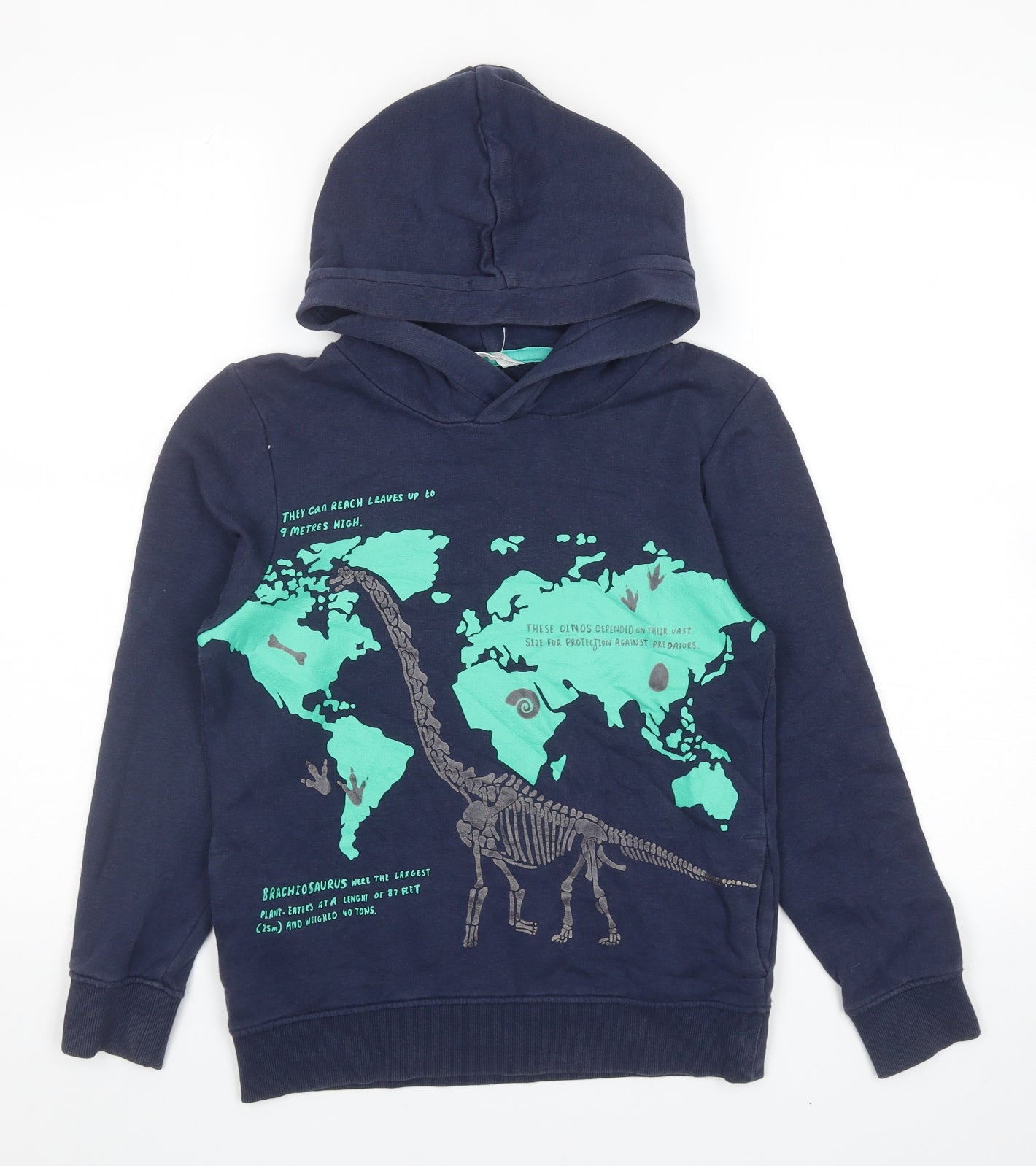 H&M Boys Blue Cotton Pullover Hoodie Size 9-10 Years Pullover