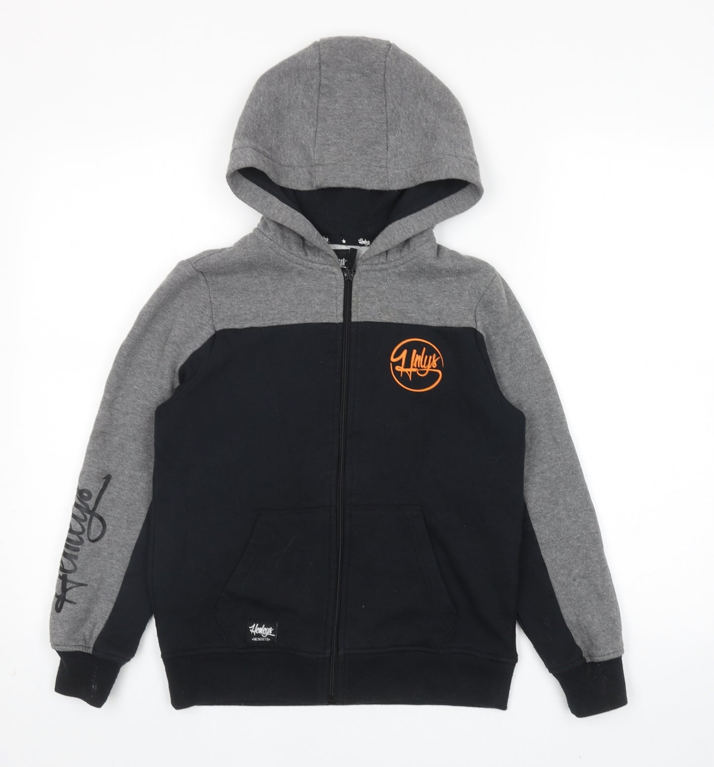 Henleys Boys Black Cotton Full Zip Hoodie Size 9-10 Years Zip