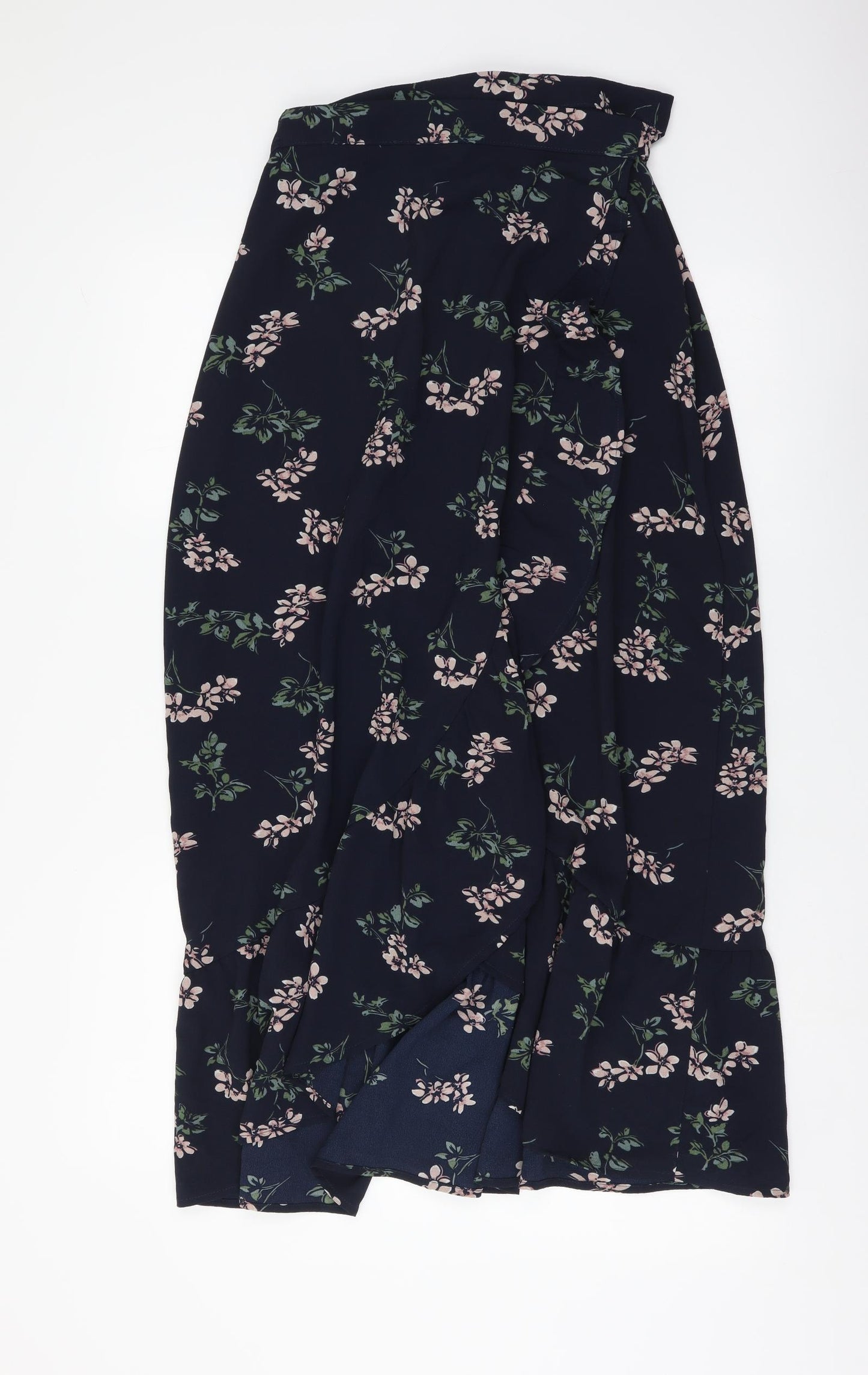 VERO MODA Womens Blue Geometric Polyester Flare Skirt Size S Tie