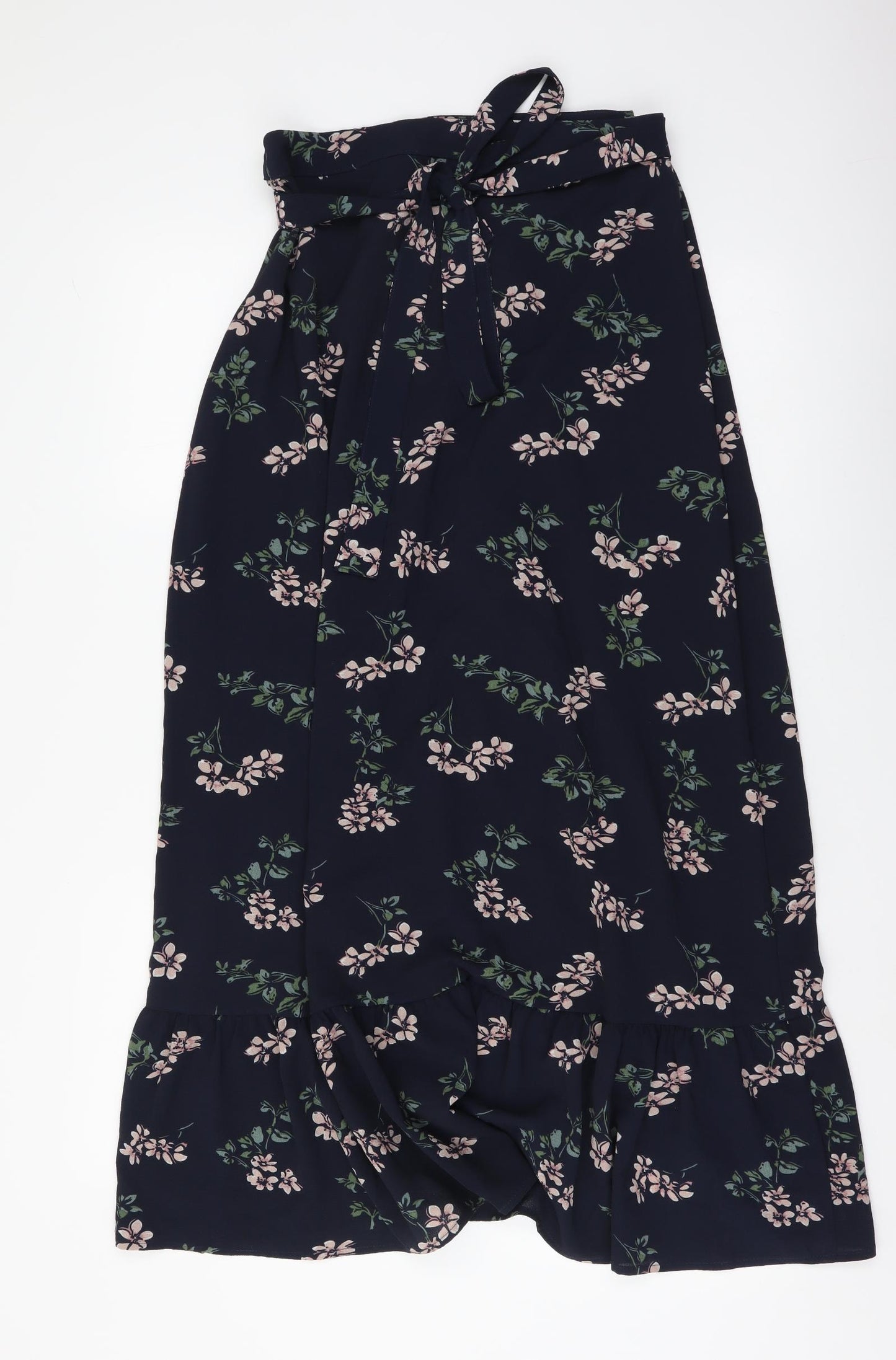 VERO MODA Womens Blue Geometric Polyester Flare Skirt Size S Tie